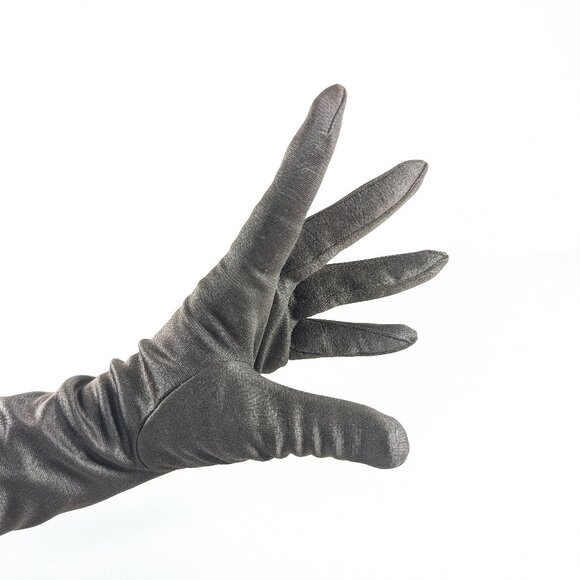 Vintage KAYSER Canadian dark brown fabric opera gloves size 7.5 - Picture 12 of 13